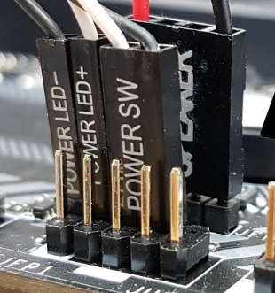 Image of standard ATX pins on a motherboard
